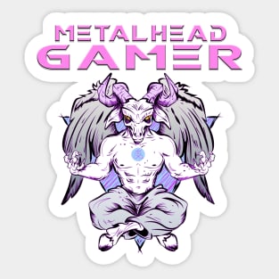 Metalhead Gamer Baphomet Meditate Pink Sticker